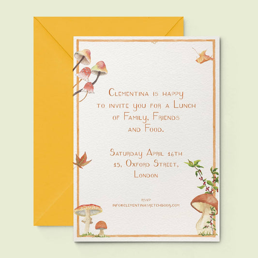 Forest Mushrooms Printed Invitations - Cover - 01