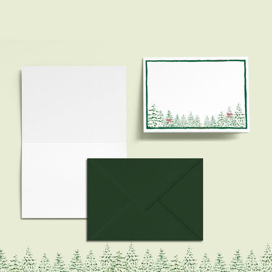 Green Pines Mini Personal Stationery Cards