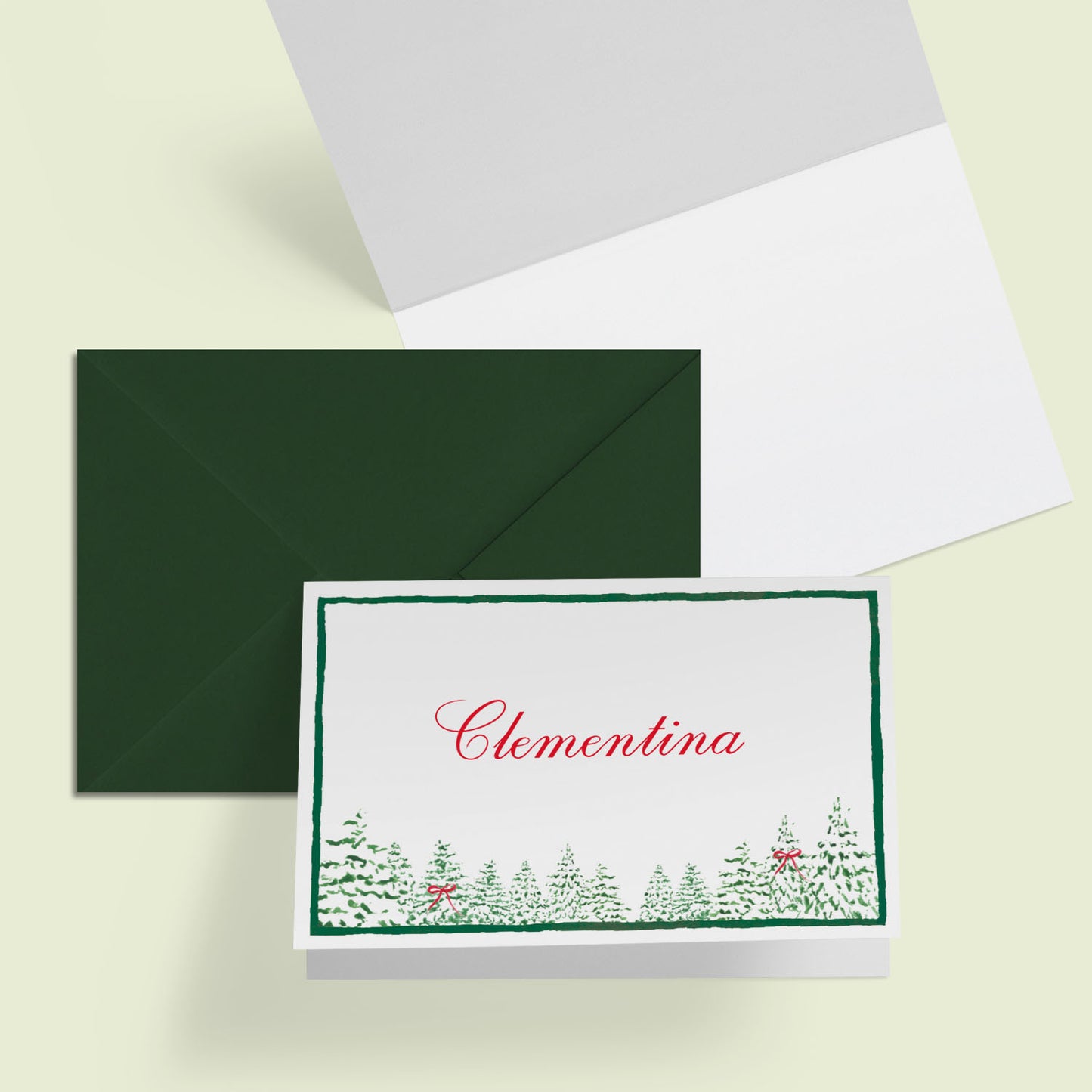 Green Pines Mini Personal Stationery Cards