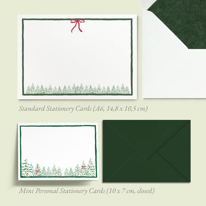 Green Pines Mini Personal Stationery Cards
