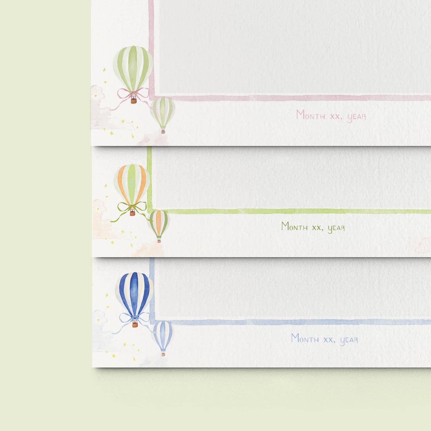 Hot Air Balloons Printed Birth Announcements - With Photo - 02
