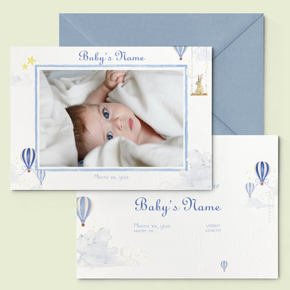 Hot Air Balloons Printed Birth Announcements - With Photo - 05