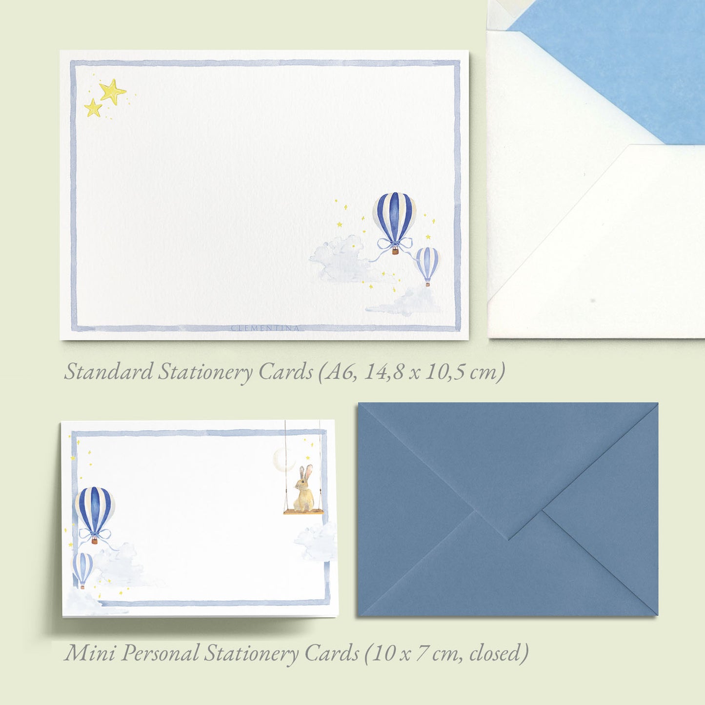 Hot Air Balloons Mini Personal Stationery Cards