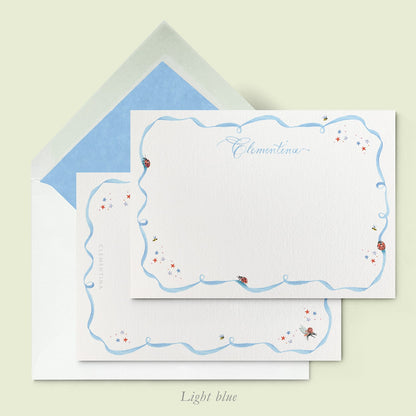 Ladybugs Stationery Card - Light Blue variation