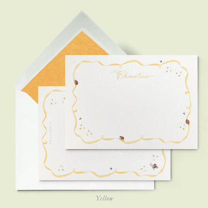 Ladybugs Stationery Card - Yellow variation