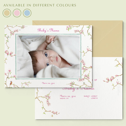 Magnolia Printed Birth Announcement with photo