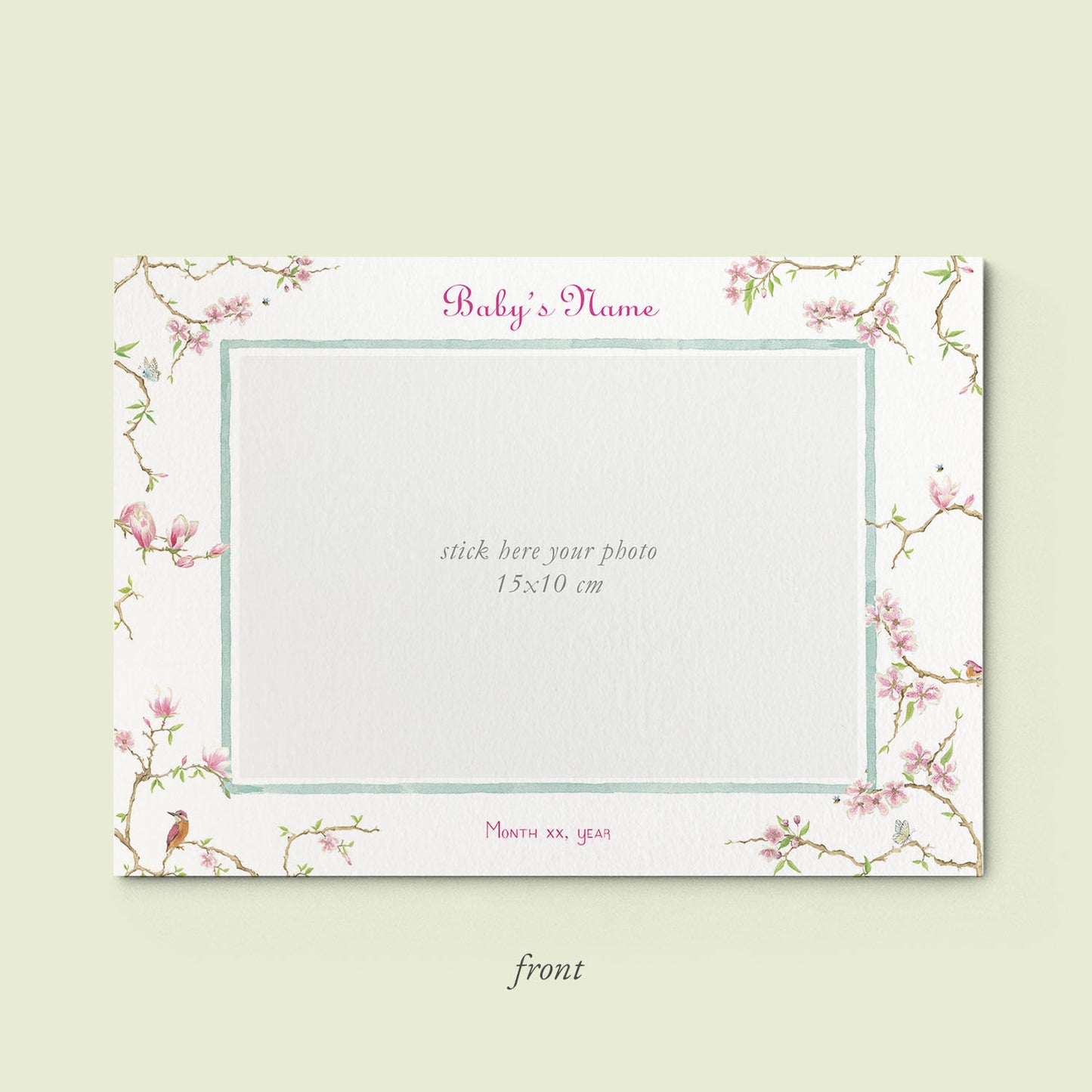 Magnolia Printed Birth Announcement with photo