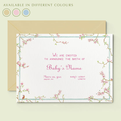 Magnolia Printed Birth Announcement