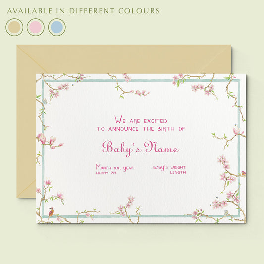 Magnolia Printed Birth Announcement