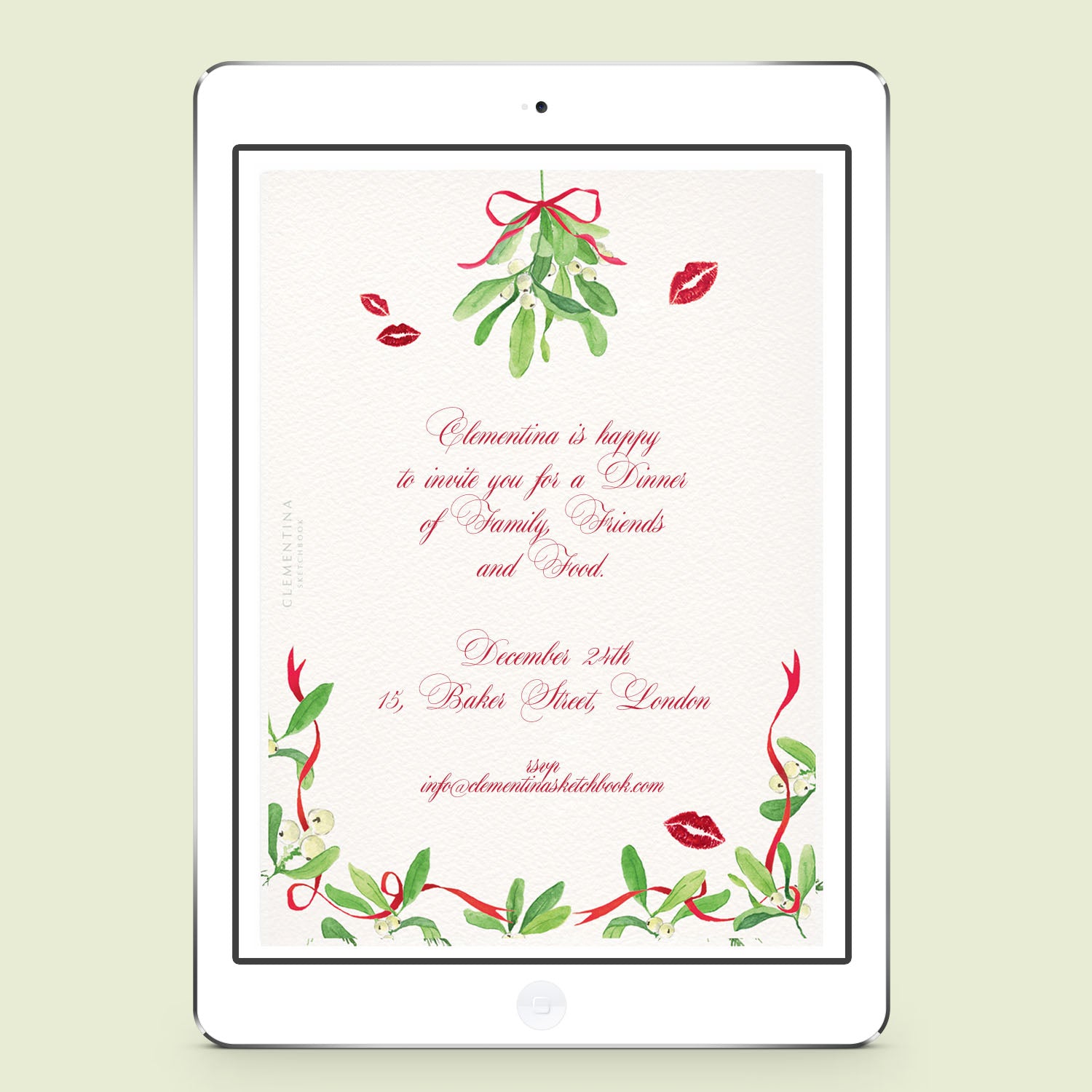 Mistletoe Kiss Digital Invitation - 01