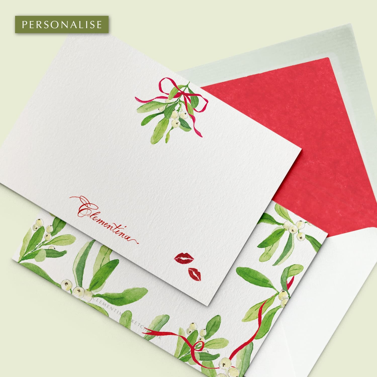 Mistletoe Stationery Card - 05