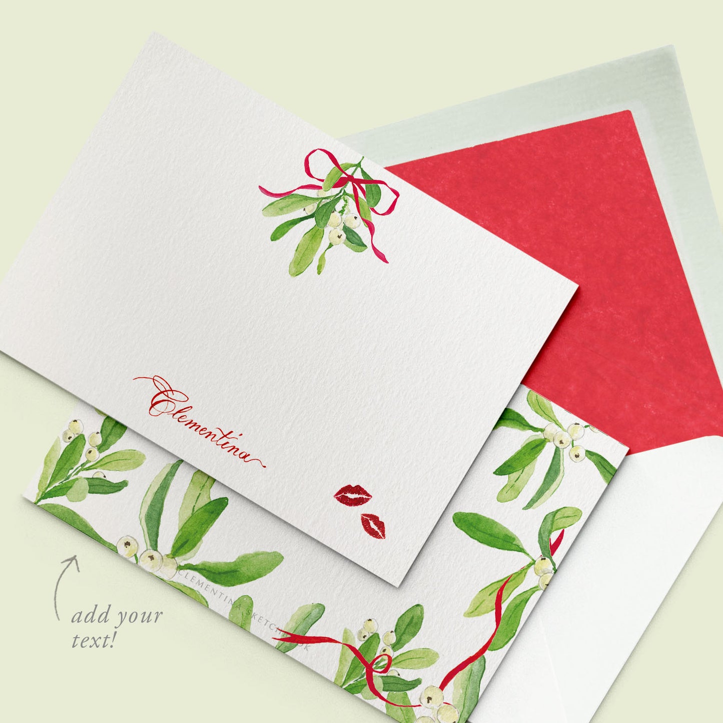 Mistletoe Kiss Stationery Cards