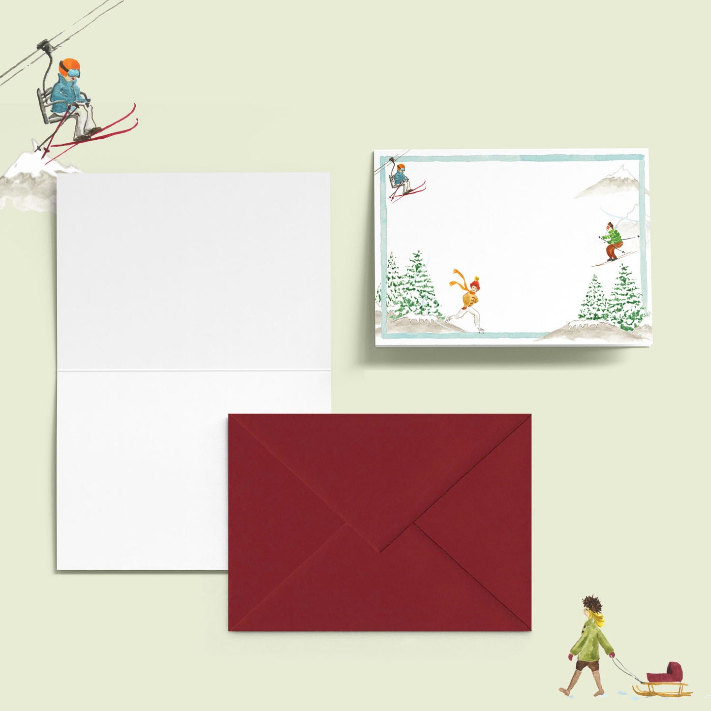Mountain Activities Mini Personal Stationery Cards