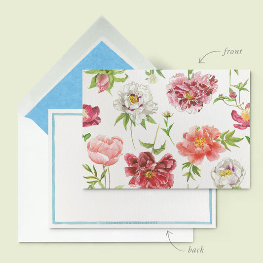 Peonies stationery cards - 01
