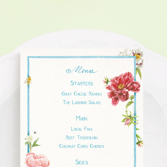 Peonies Menus