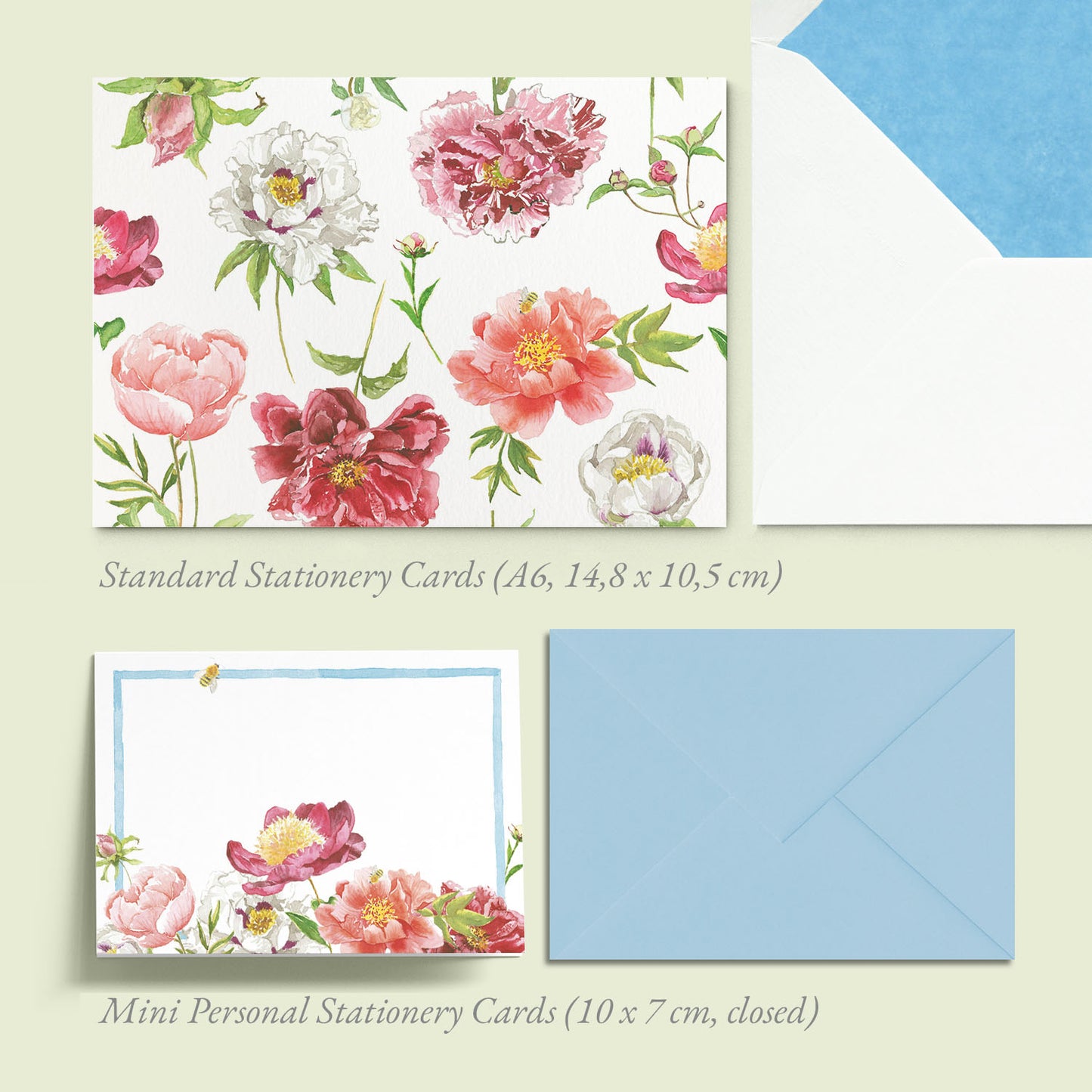 Peonies Mini Personal Stationery Cards