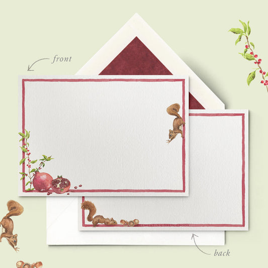 Pomegranate & Squirrels Stationery Cards