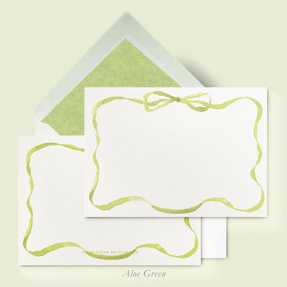 Ribbons - Stationery Cards - Aloe Green Variation
