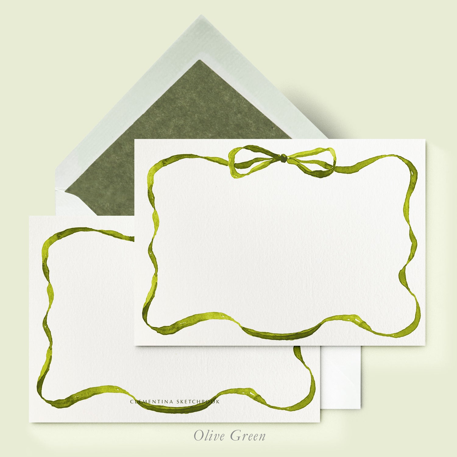 Ribbons - Stationery Cards - Olive Variation