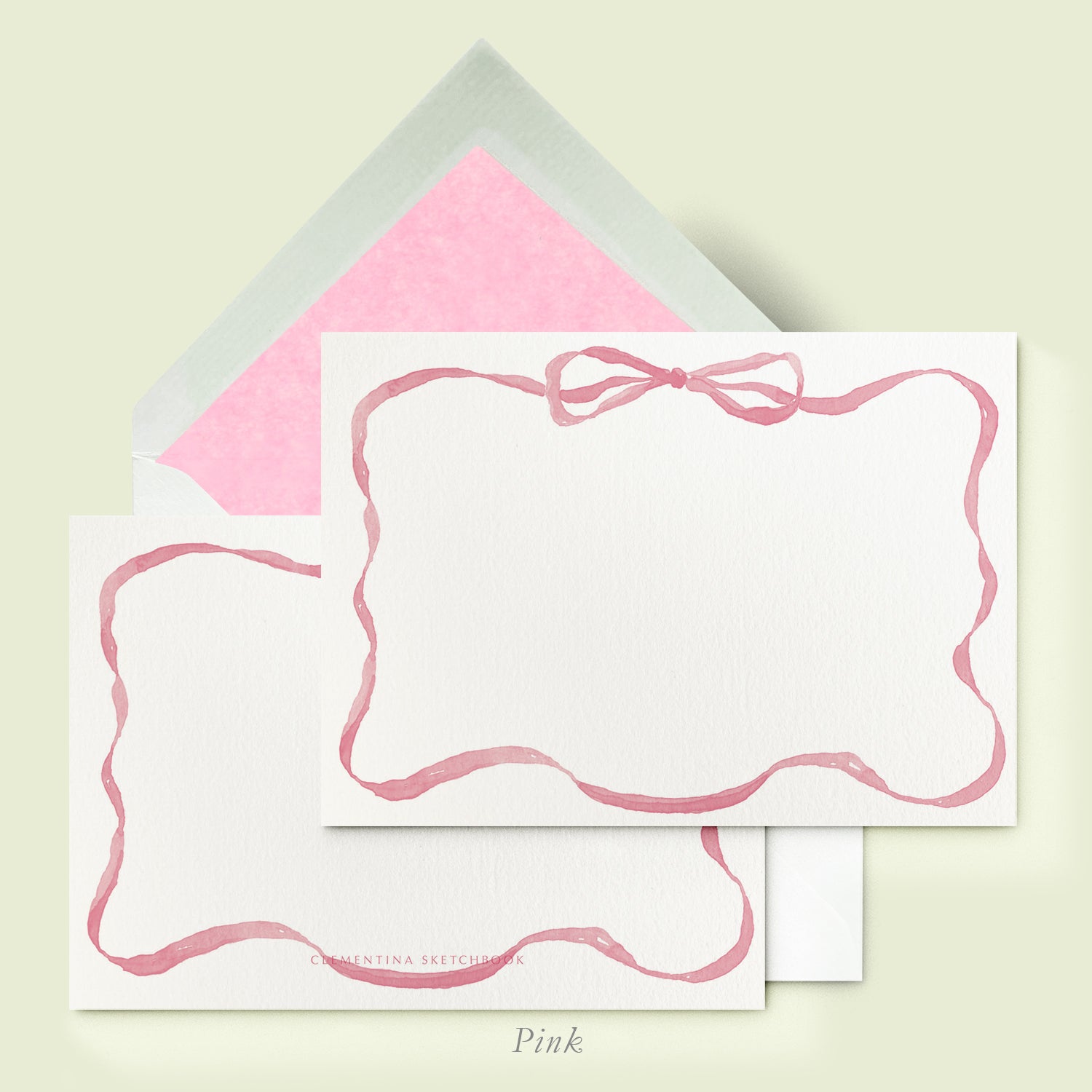 Ribbons - Stationery Cards - Pink Variation