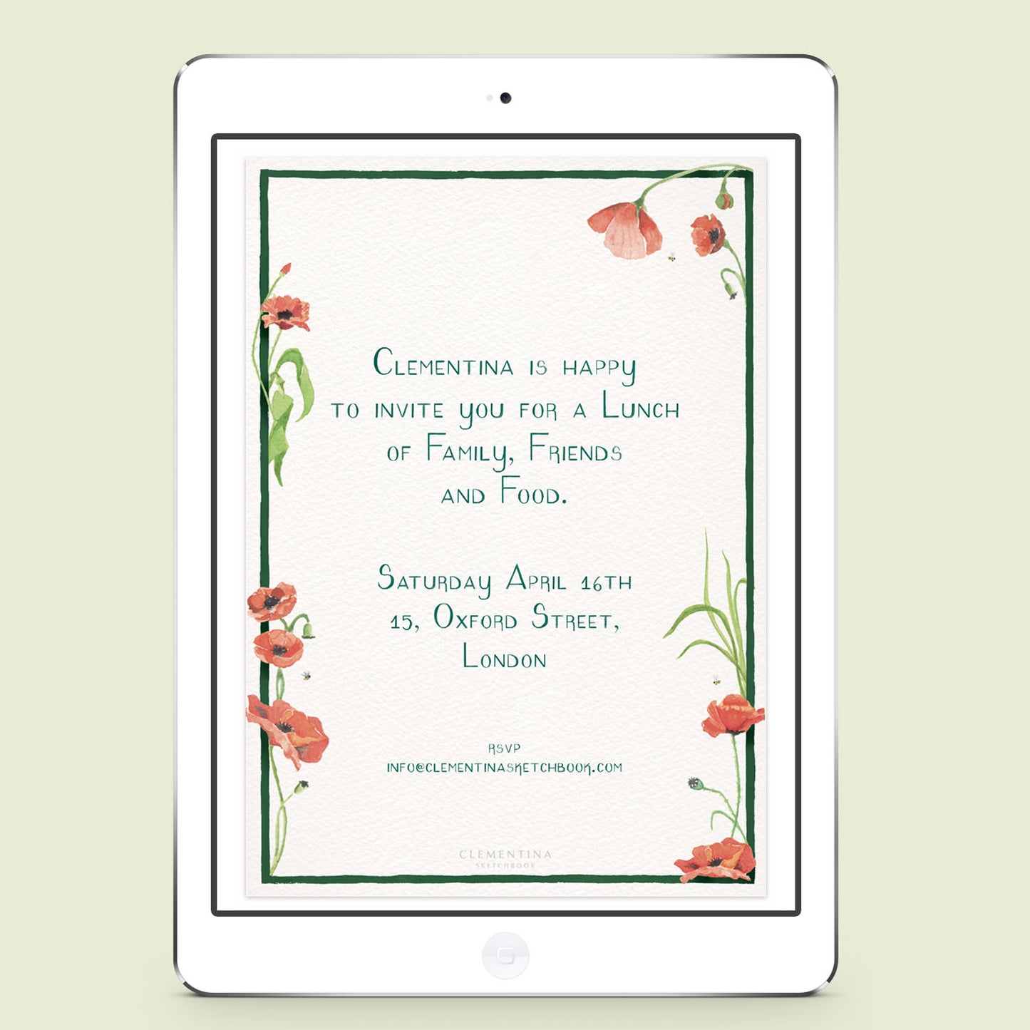 Scarlet Poppies digital invitation