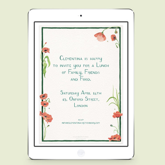 Scarlet Poppies digital invitation