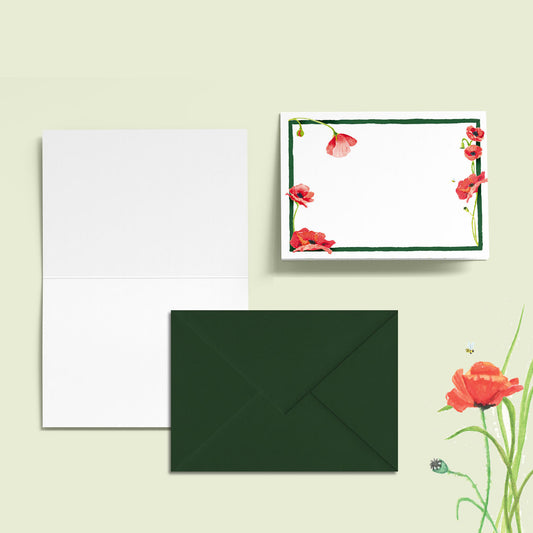 Scarlet Poppies Mini Personal Stationery Cards