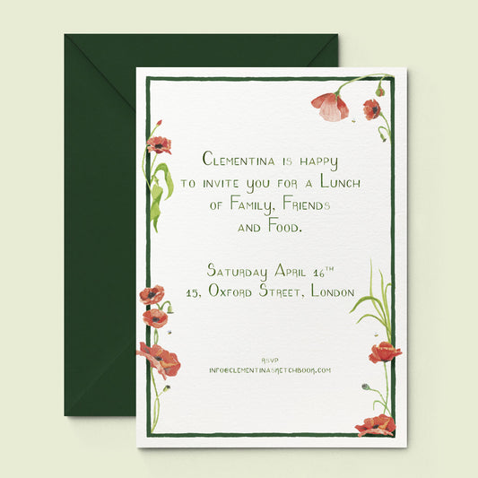 Scarlet Poppies Printed Invitation