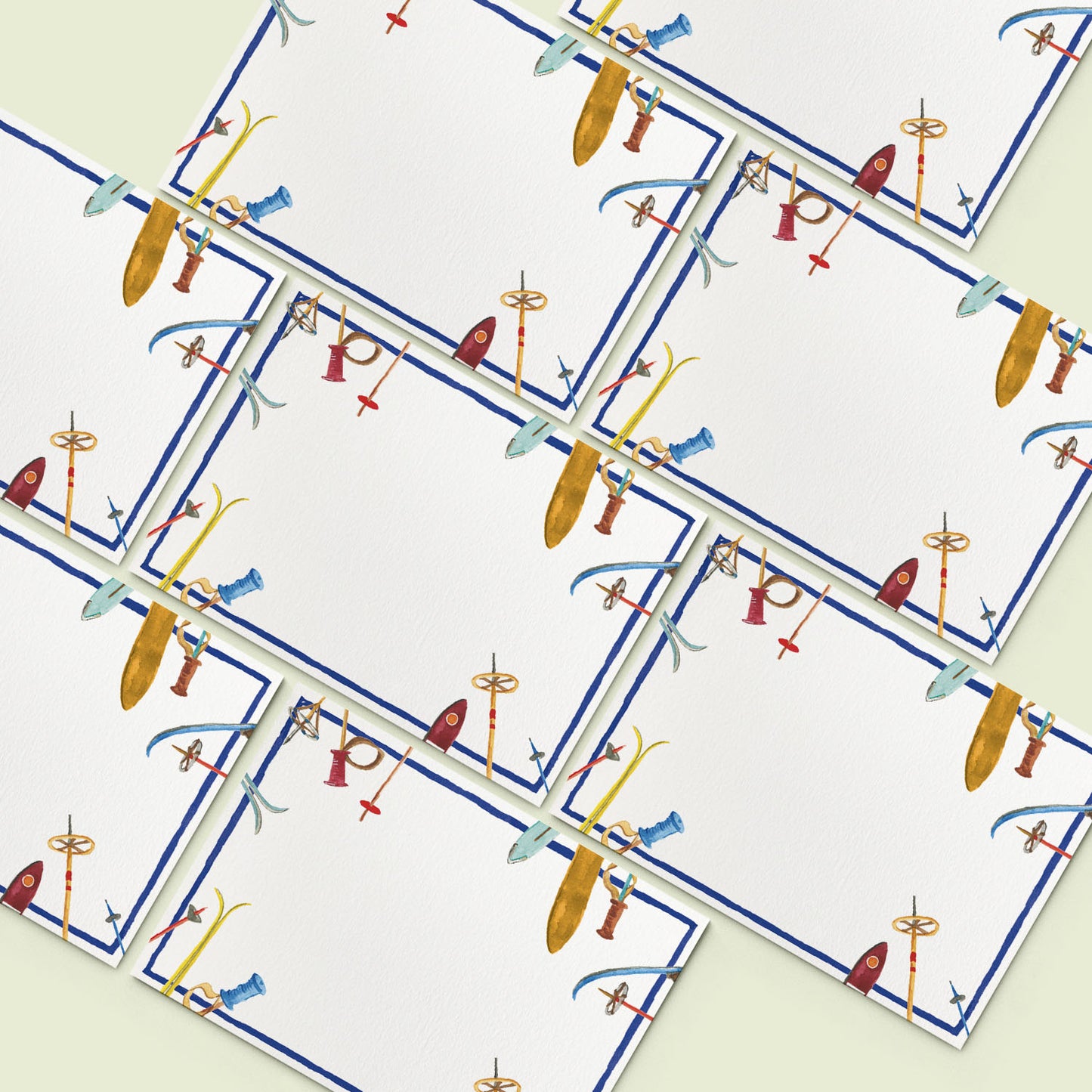 Skis Mini Personal Stationery Cards