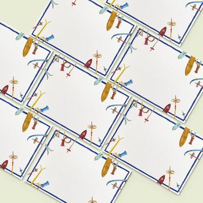 Skis Mini Personal Stationery Cards