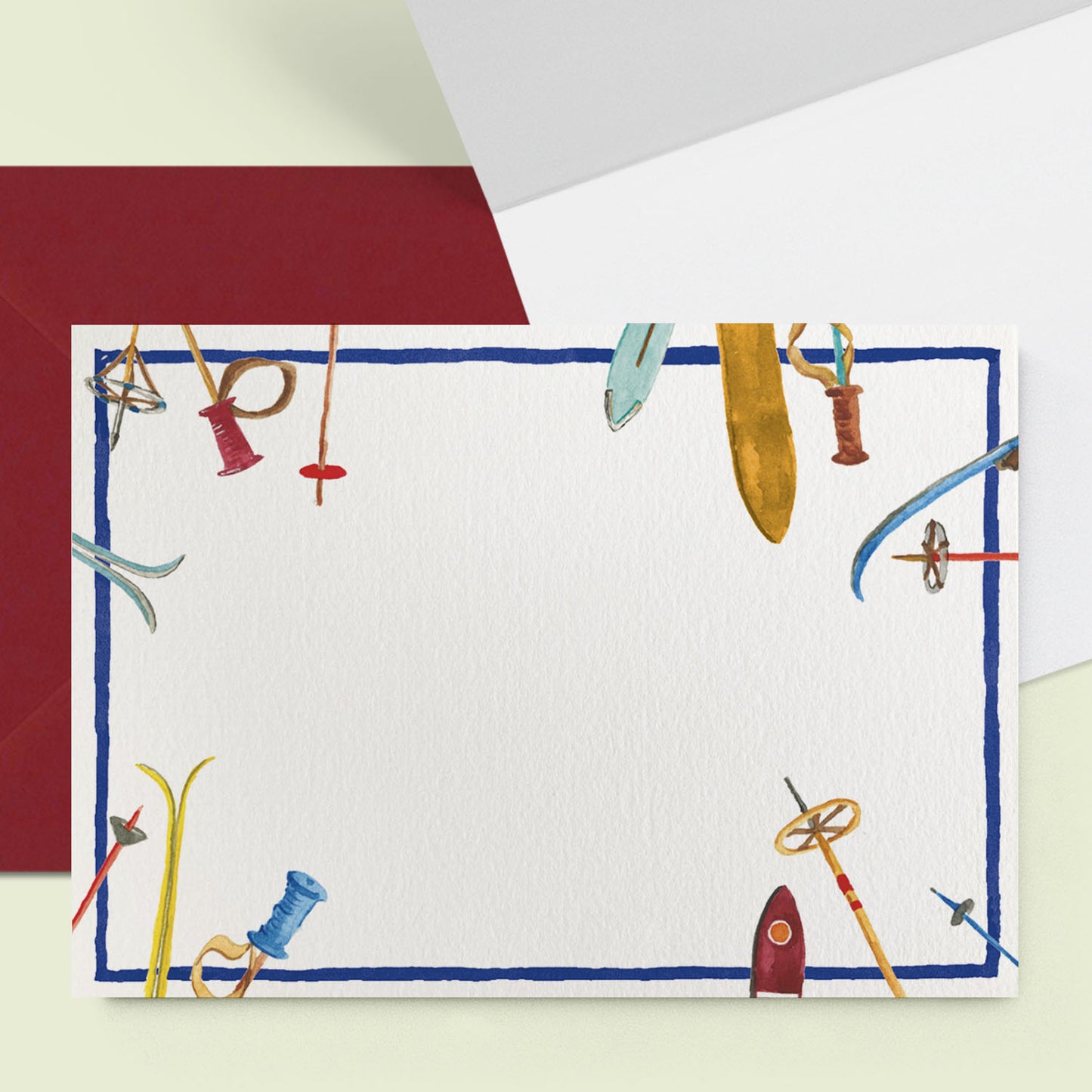 Skis Mini Personal Stationery Cards