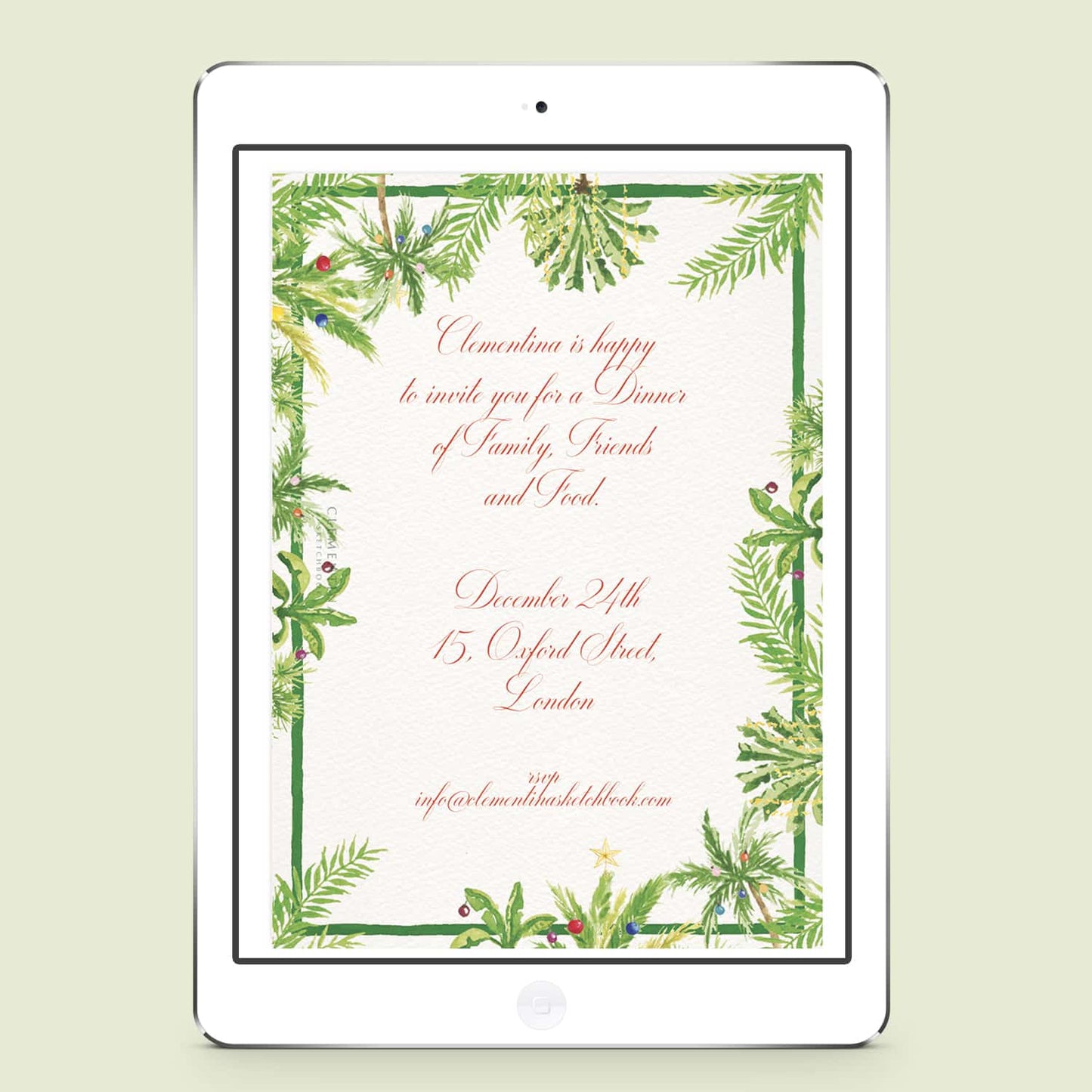 Tropical Christmas Digital Invitation - 01