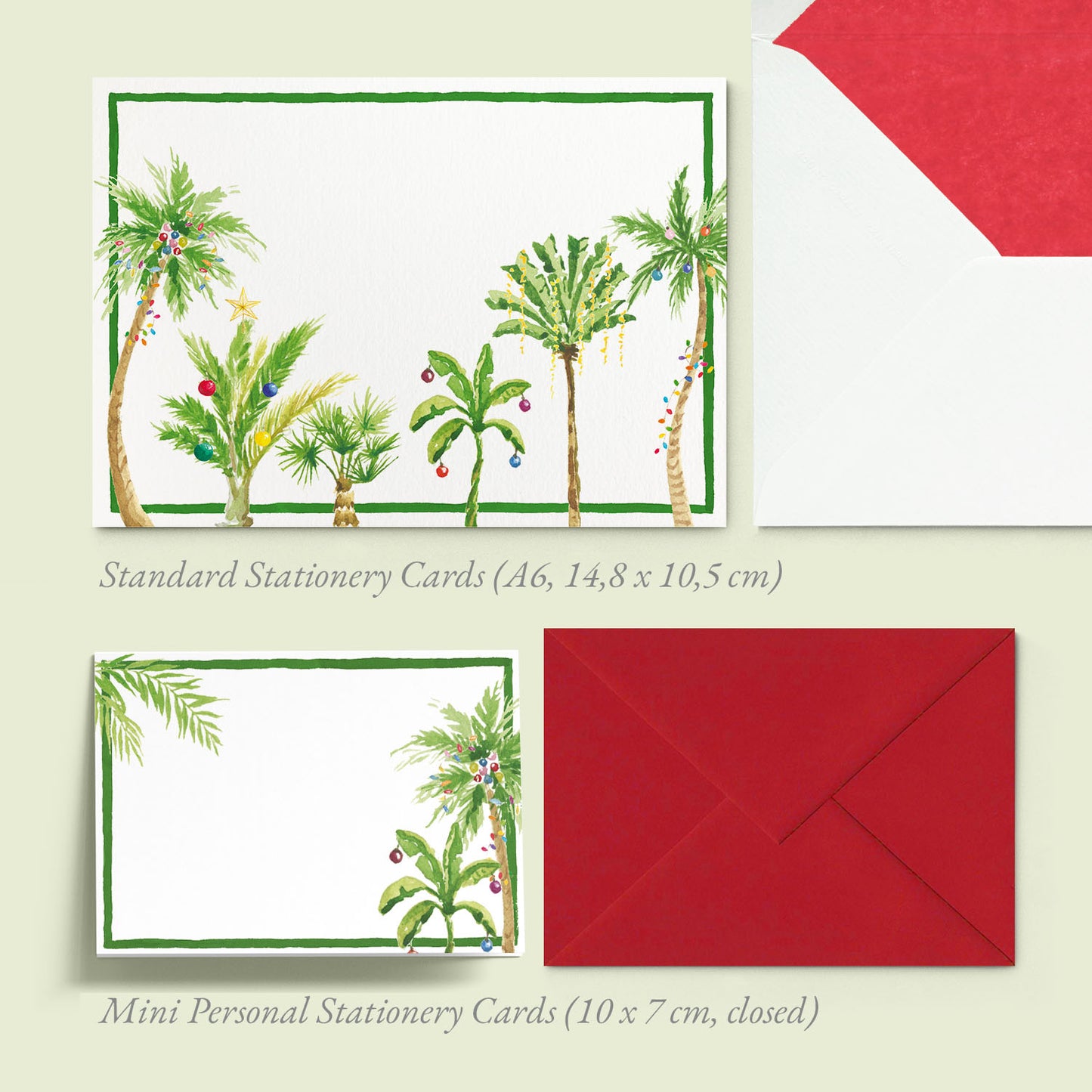 Tropical Christmas Mini Personal Stationery Cards