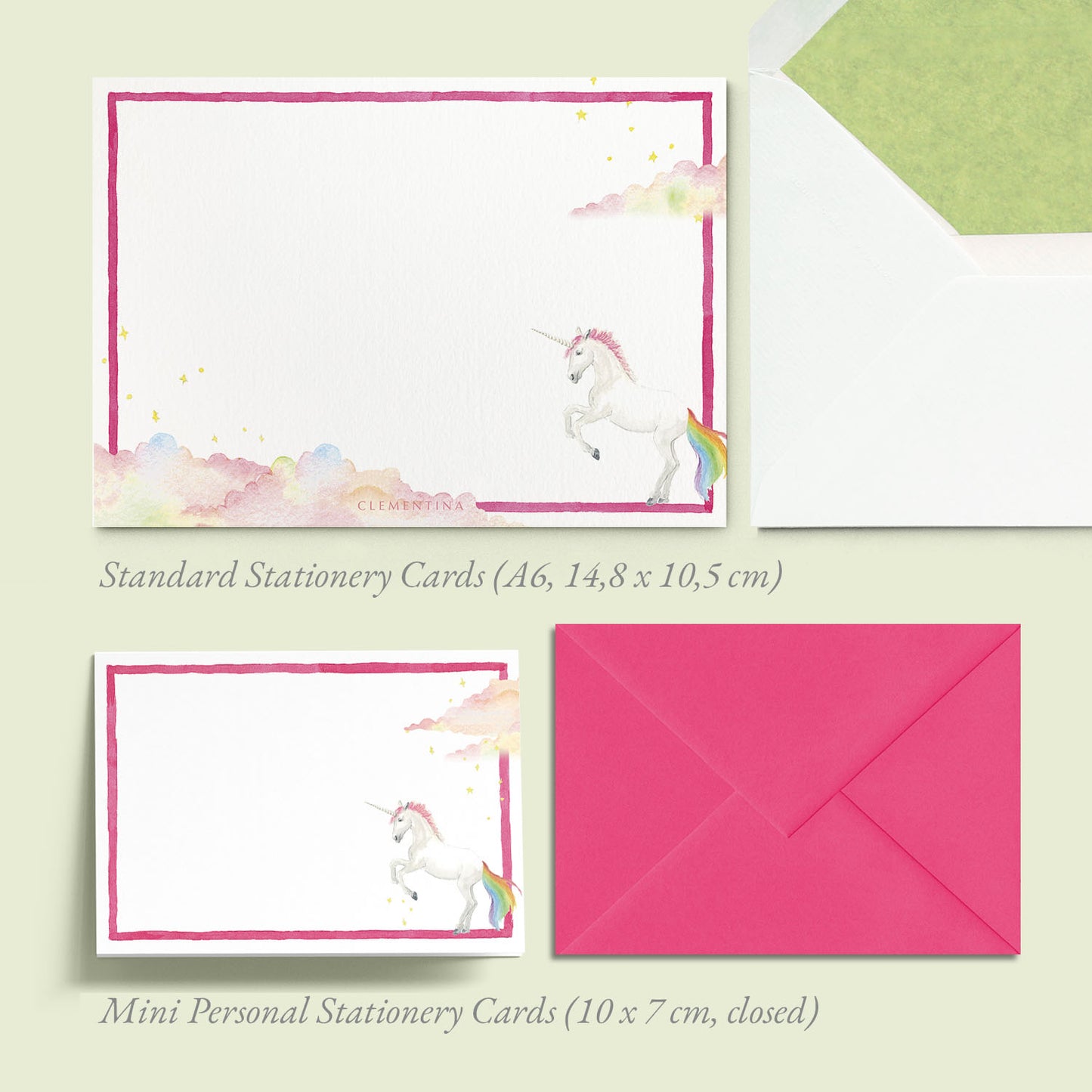 Unicorns Mini Personal Stationery Cards