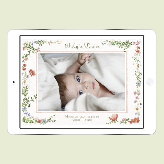 Wild Blooms Digital Birth Announcement