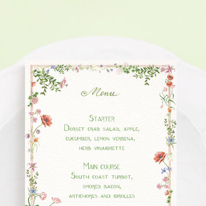 Wild Blooms Menus