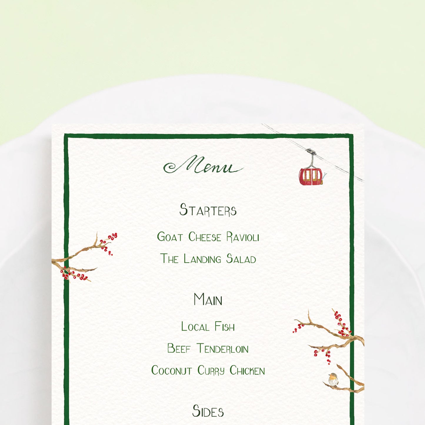 Winter Mountains Menus