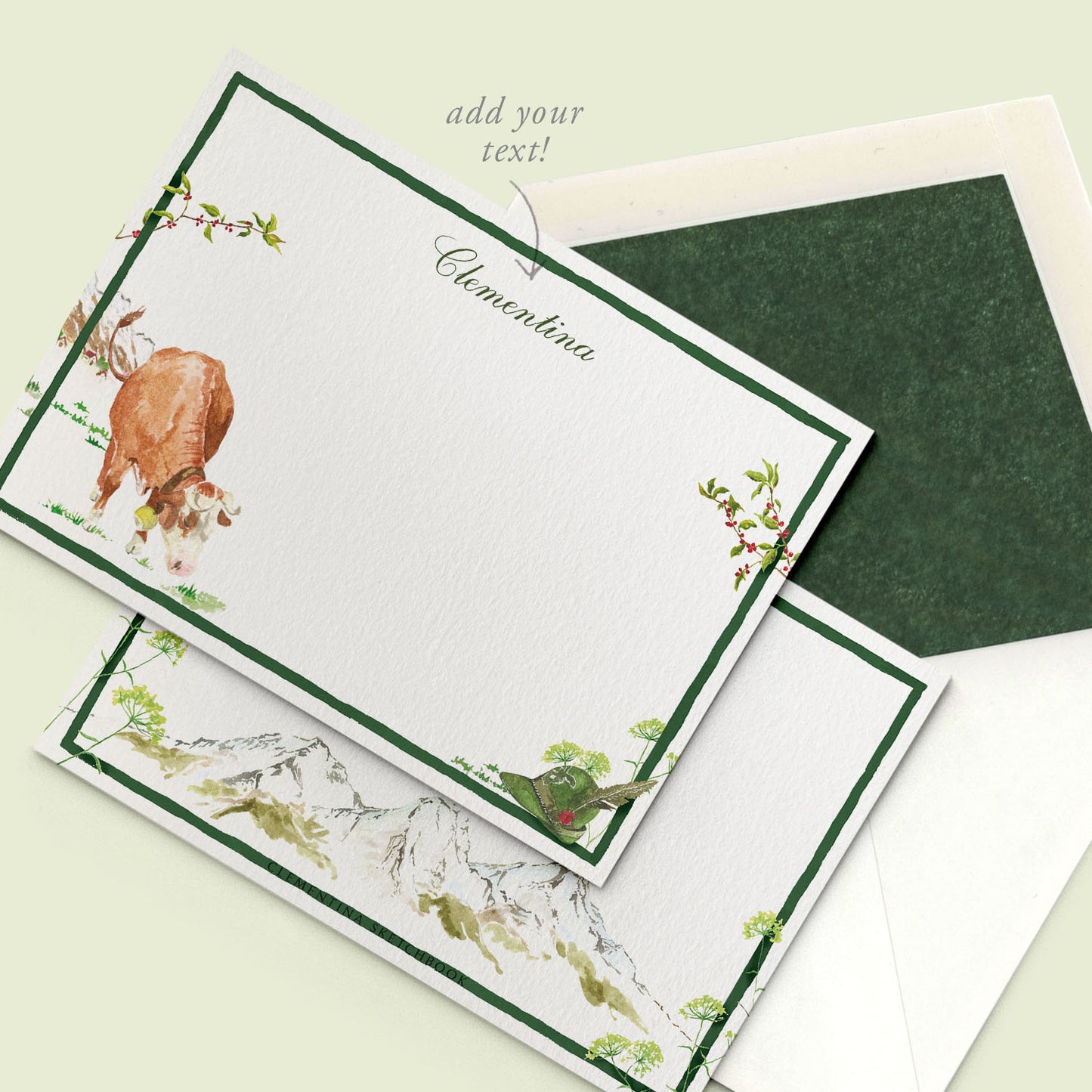 Yodelling Mountains Stationery Cards